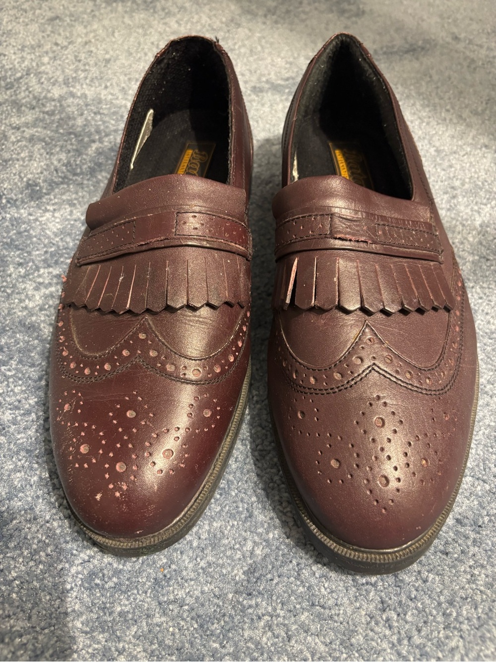 Men's Burgundy Kiltie Brogue Slip-On Loafers